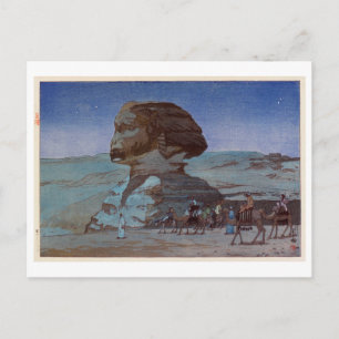 Cartão Postal ス フ ン ス(夜), Sphinx(Night), Hiroshi Yoshida, Woodcu