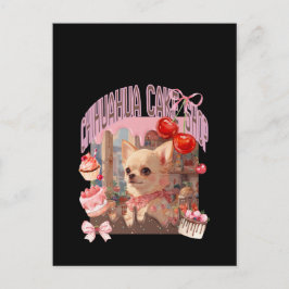 Cartão Postal チワワのケーキ屋さん、スイーツ、子犬、リボン、cherry,girly好きのための