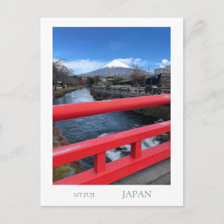 Cartão Postal ポラロイド風 富士山と赤い橋 観光ポストカード | Modern Vintage Mt Fuji J