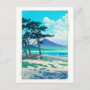 Cartão Postal 三保の松原, Praia de pinheiros em Miho, Hasui Kawase