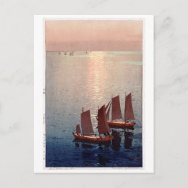 Cartão Postal 光 る 海, Mar Glittering, Hiroshi Yoshida, Woodcut