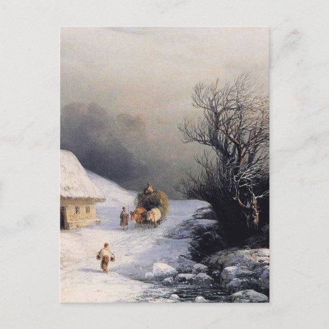 CARTÃO POSTAL 冬 の 牛 車 (Frente)
