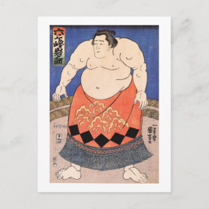 Cartão Postal 力 士, 国 Sumo Wrestler, Kuniyoshi, Ukiyo-e