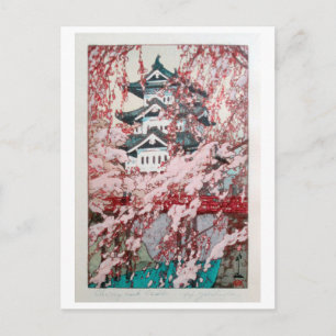 Cartão Postal 弘 前 城 桜, florescências cerejeiras no castelo de Hi