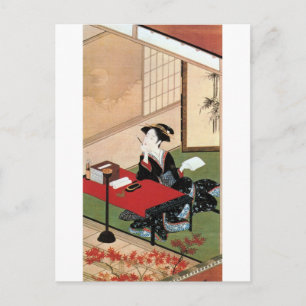 Cartão Postal 手 紙 書 女, 春 を Mulher Escrevendo uma Car