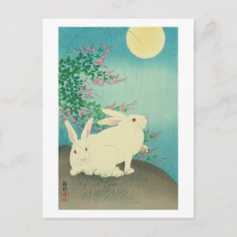 Cartão Postal 月 と 兎, 古 Coelhos e Lua, Koson, Ukiyo-e