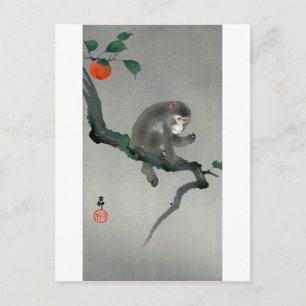 Cartão Postal 柿 に 猿, 古 macaco 邨 na árvore de Persimmon, Ohara Ko