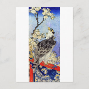 Cartão Postal 桜 に ハ サ ブ, Falcon & Cherry Blossoms, Hokusai, Ukiy