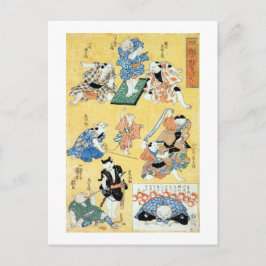 Cartão Postal 流 行 の 狂 言 づ く し 猫, 国 Atores do Gato, Kuniyoshi, Uk