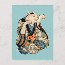 Cartão Postal 着 物 猫, 芳 藤 Kimono Cat, Yoshifuji, Ukiyoe