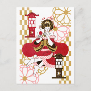 Cartão Postal 花 魁 と 灯 (Oiran e Andon)