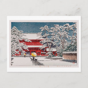 Cartão Postal 雪の増上寺, Templo Zôjô-ji na Neve, Hasui Kawase