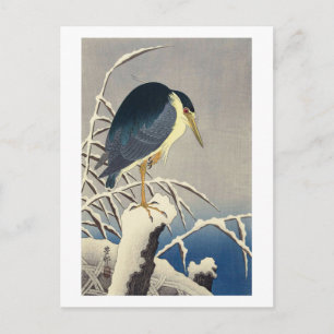 Cartão Postal 雪 に サ ギ, 小 原 青 古 邨 herão azul n