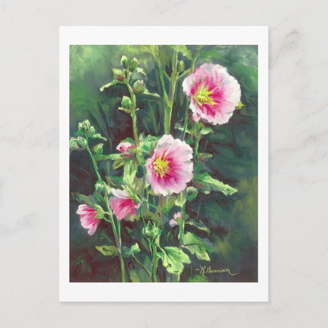 Cartão Postal 0013 Hollyhocks Rosa (Frente)