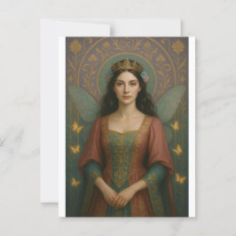 Cartão Postal 004_A fairy princess in muted rose and teal green.