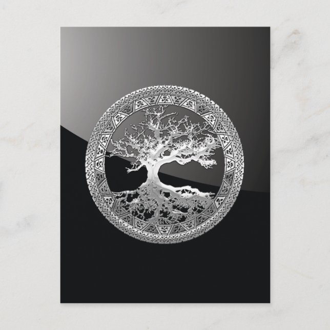 Cartão Postal [01] Árvore de vida celta prateada (Frente)