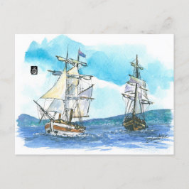 Cartão Postal (073) Lady Nelson e embarcações à vela WindwardBou
