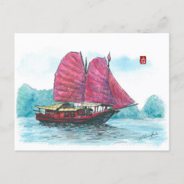 Cartão Postal (085) Haylong Bay Junk Sailboat
