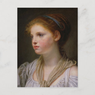 Cartão Postal 0irl com fita azul