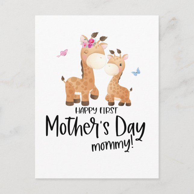 Cartão Postal 1º Dia das Mães Girafa (Frente)