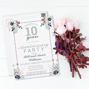 Cartão Postal 10º Aniversário de Casamento Parabéns por 10 Anos 