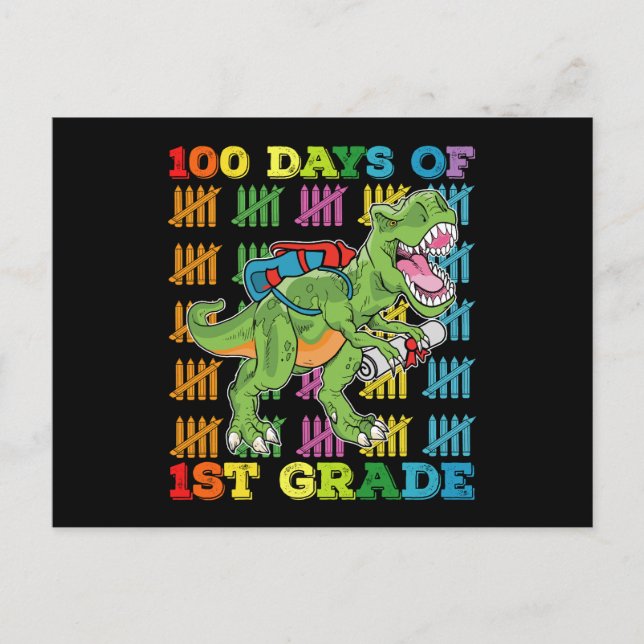 Cartão Postal 100 Dias De Escola De Dinossauro Rex Rex Da Classe (Frente)