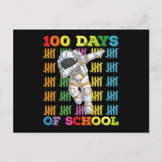 Cartão Postal 100 Dias De Professora De Astronautas Escolares (Frente)