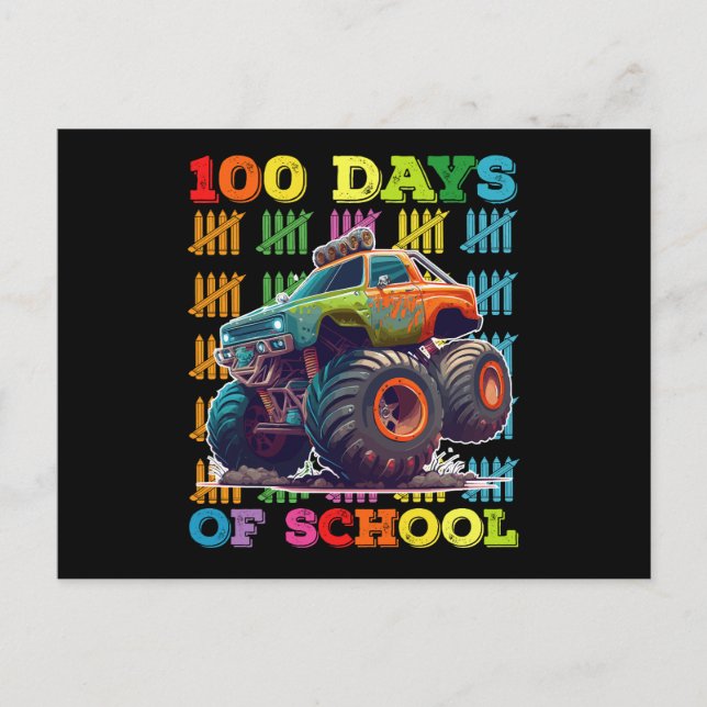 Cartão Postal 100 Dias De Professores De Caminhões De Monstro Es (Frente)