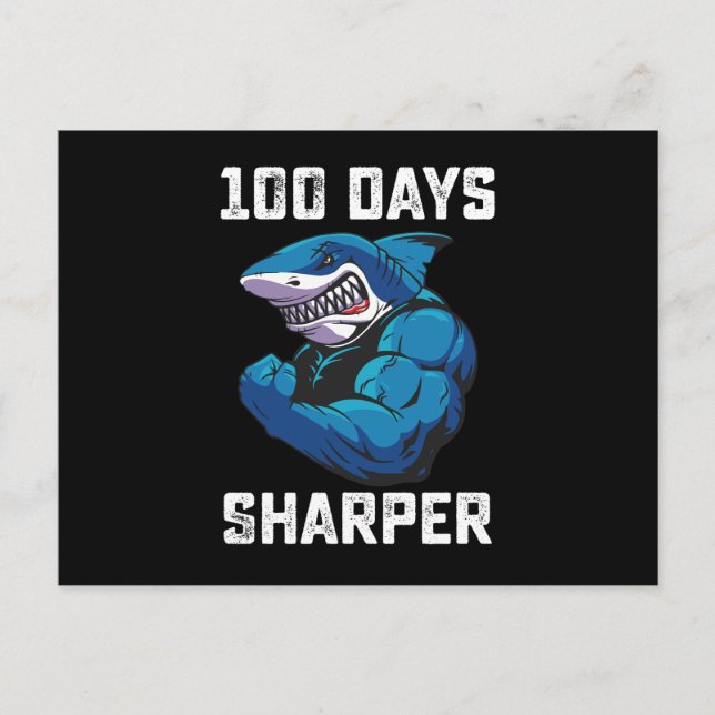 Cartão Postal 100 Dias De Sharper Shark 100.º Dia De Gym Escolar (Frente)