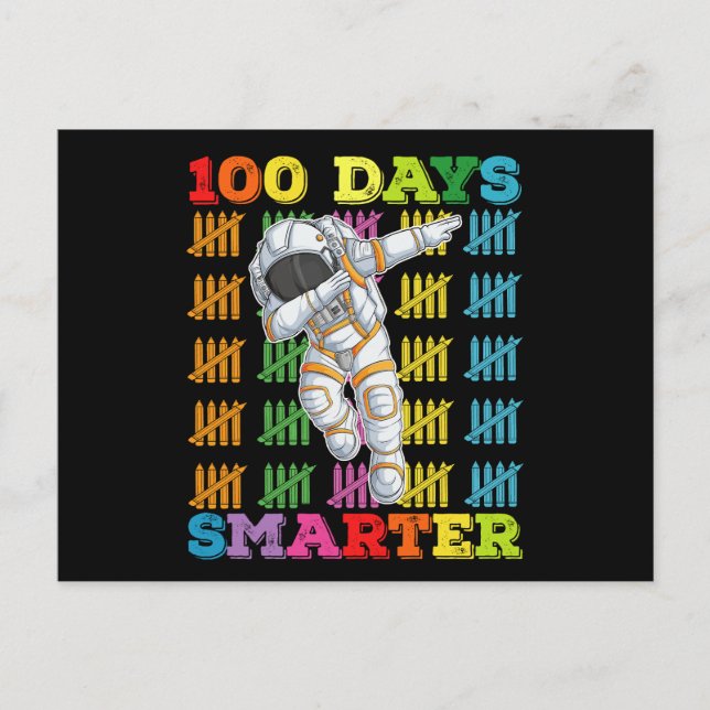 Cartão Postal 100 Dias Mais Inteligente Astronauta 100º Dia da E (Frente)