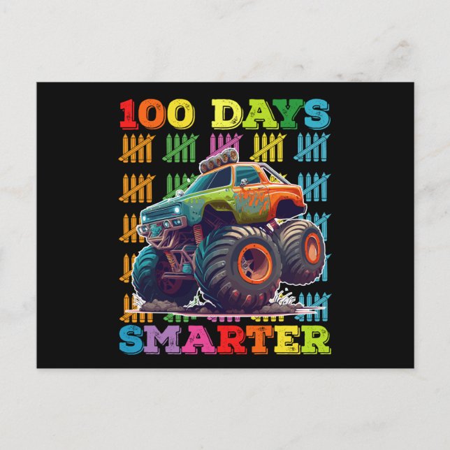Cartão Postal 100 Dias Mais Inteligente Monster Truck 100.º Dia  (Frente)