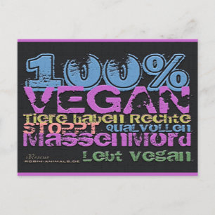 Cartão Postal 100% VEGAN -..- Postkarte