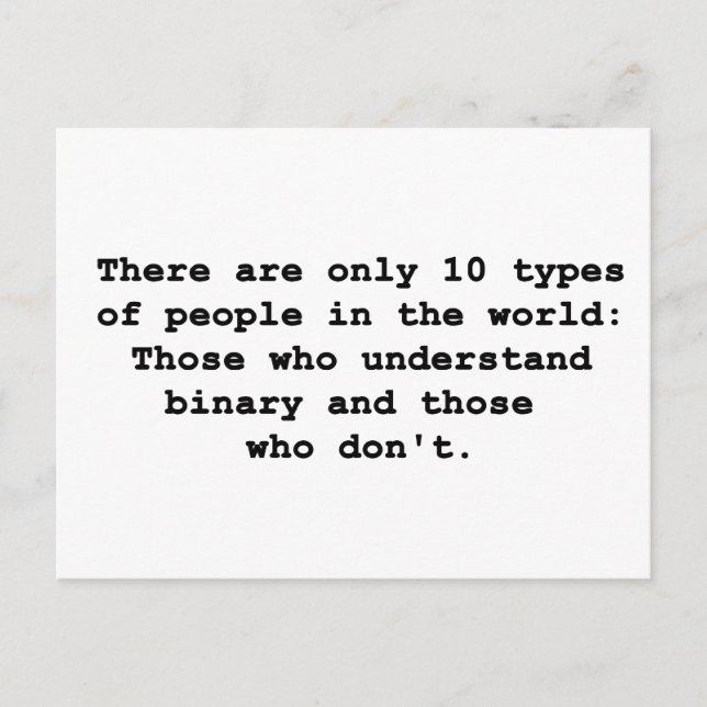 Cartão Postal 10 Tipos de Pessoas (Frente)