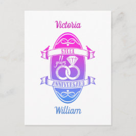 Cartão Postal 11 anos de casamento tradicional da 11 de Aço