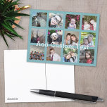 Cartão Postal 12 Colagem de fotos com fundo azul suave<br><div class="desc">Adicione seus fotos favoritos a este modelo divertido. Você pode usar fotos do Instagram ou quaisquer fotos para esta grade.</div>
