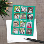 Cartão Postal 12 Colagem de Instagram de Foto com Fundo Verde<br><div class="desc">Adicione seus fotos favoritos a este modelo divertido. Você pode usar fotos do Instagram ou quaisquer fotos para esta grade.</div>