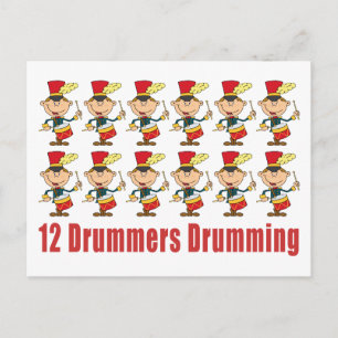 Cartão Postal 12 Drummers Drumming Postcard