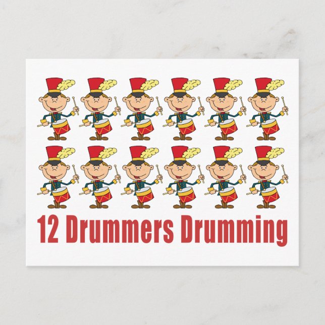Cartão Postal 12 Drummers Drumming Postcard (Frente)