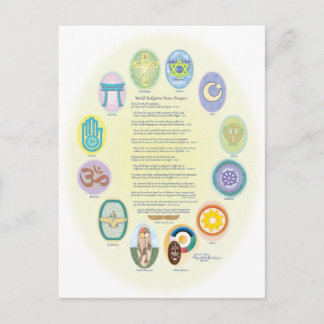 Cartão Postal 12 Símbolos e oração religiosos mundiais