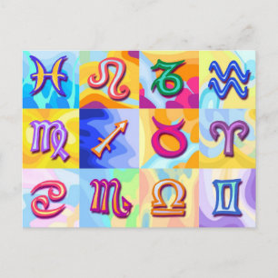 Cartão Postal 12 Sinais bodiacos Pop Art