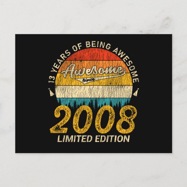 Cartão Postal 13 Anos de idade Aniversário de 2008 Incrível desd (Frente)