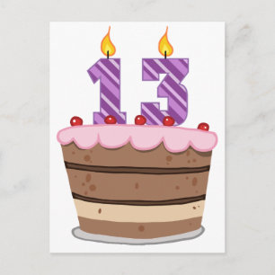 Cartão Postal 13 anos de idade no Bolo de Aniversário