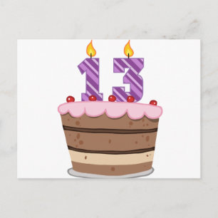 Cartão Postal 13 anos de idade no Bolo de Aniversário