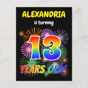 Cartão Postal 13 Birthday - Fogos de artifício divertidos, Arco-