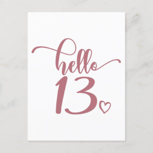 Cartão Postal 13 Birthday Women Hello 13 Cute 13 Anos