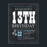 Cartão Postal 13 de Balão Azul-Chalkboard Russo - Aniversário<br><div class="desc">Cartão-postal Russo Chalkboard Blue Balloon 13 de Aniversário</div>