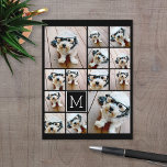 Cartão Postal 13 Monograma de Colagem de Fotos - Cor de Edição<br><div class="desc">Um design com fundo básico. Use até treze fotos quadradas para criar um presente exclusivo e pessoal. Se precisar ajustar as fotos,  clique na ferramenta personalizar para fazer alterações.</div>