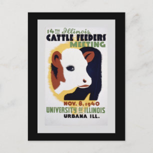 Cartão Postal "14 Illinois Cattle Feeders Meeting" WPA Poster