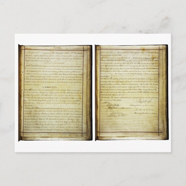 Cartão Postal 14 ORIGINAL Emenda Constituição dos EUA (Frente)