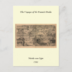 Cartão Postal 1581 Mapa Mundial Antiquado de Nicola van Sype